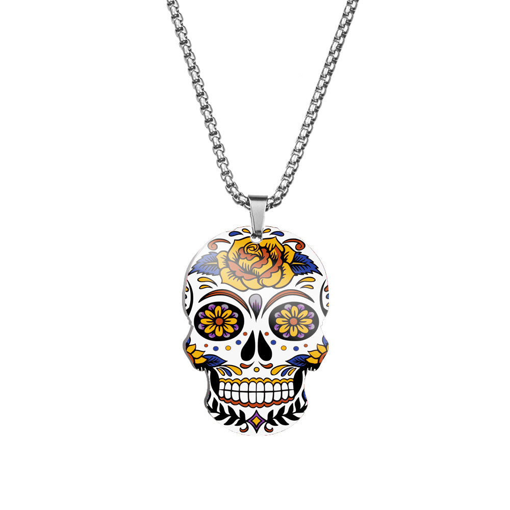Wholesale Skull Colorful Titanium Necklace